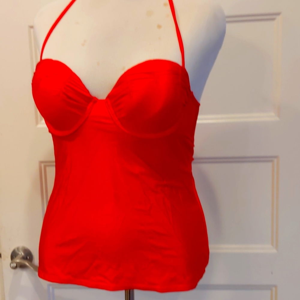 Miss America by Catalina Tankini Top Hot Pink Retro hard cup